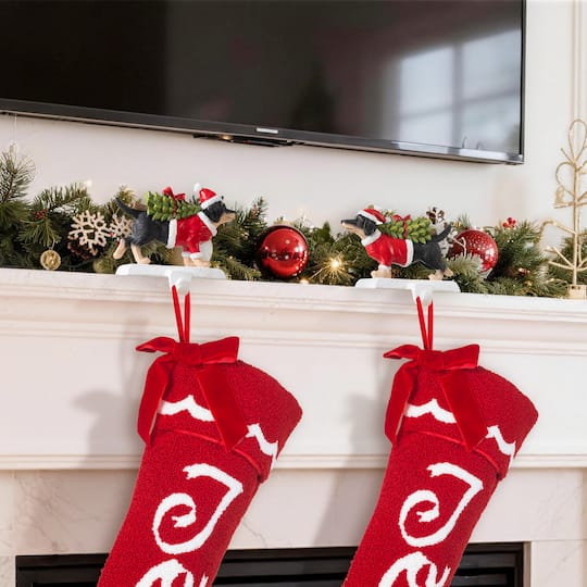 Glitzhome® Set of 2 Resin Dachshund Stocking Holders